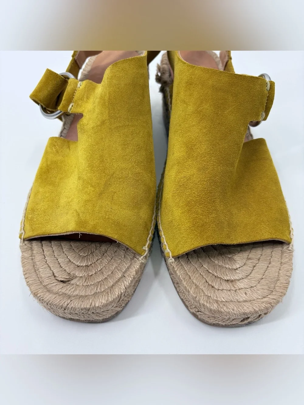 Rag & Bone Mustard Yellow Arc Suede Wedge Sandals
